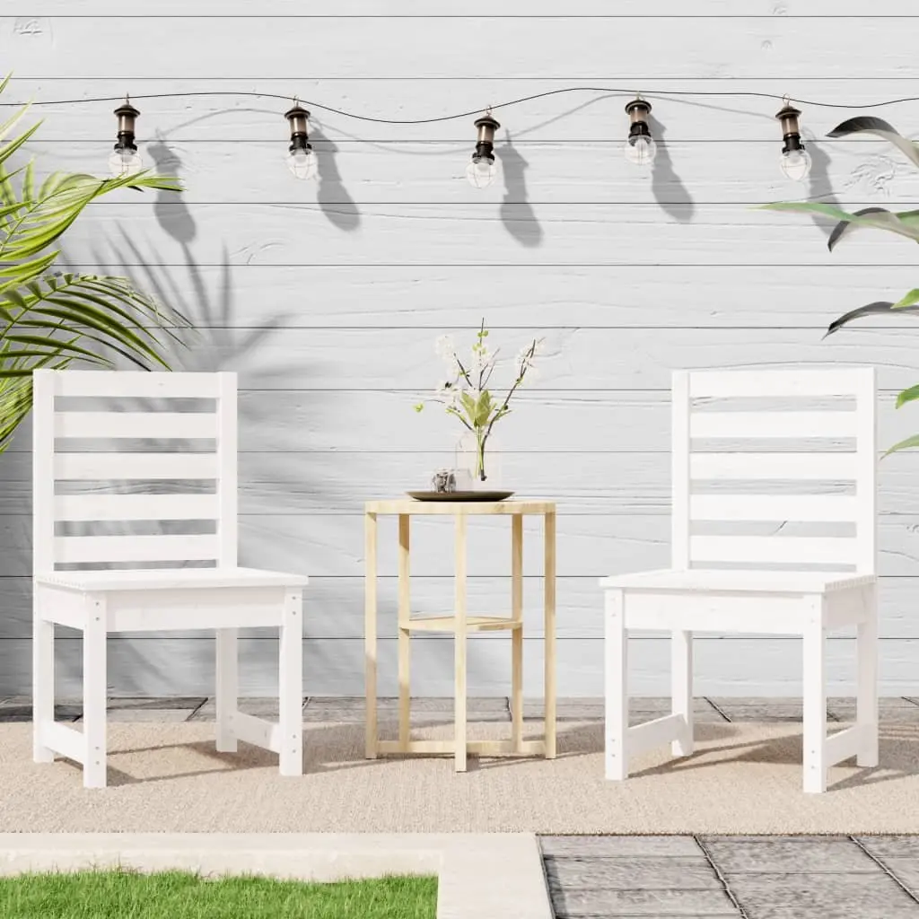 Outdoor Garden Chairs Solid Pine Wood 2 Piece White Patio Seating Dining Furniture