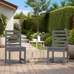 Outdoor Garden Chairs Set of 2 Grey Wooden Patio Seating for Backyard Relaxing
