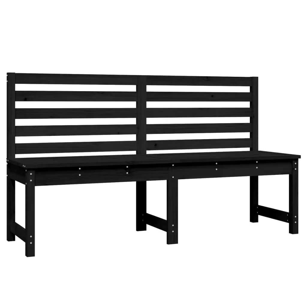 Garden Bench Black 157.5cm Solid Pine Wood Outdoor Backrest Patio Seating