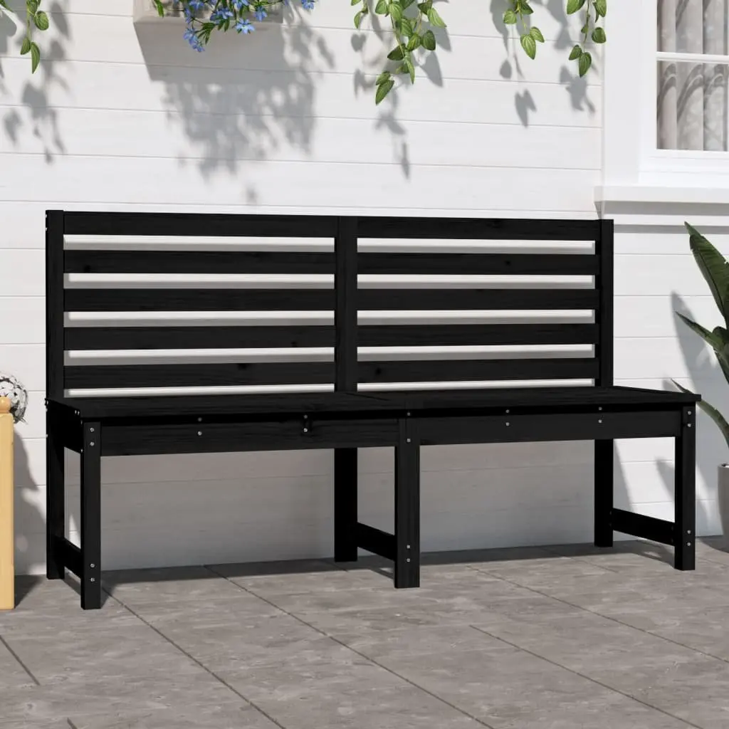 Garden Bench Black 157.5cm Solid Pine Wood Outdoor Backrest Patio Seating