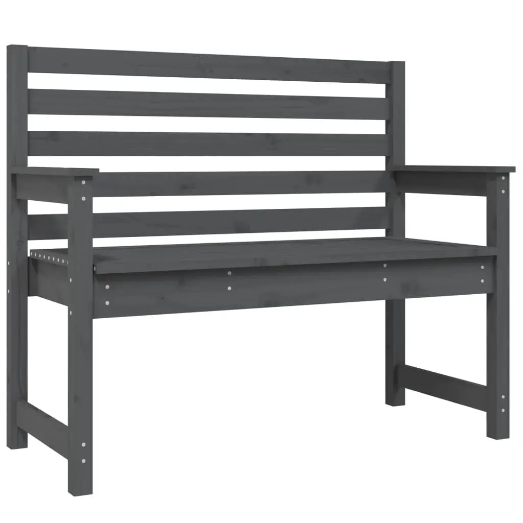 Outdoor Garden Bench Solid Pine Wood Grey Seating with Backrest and Armrests