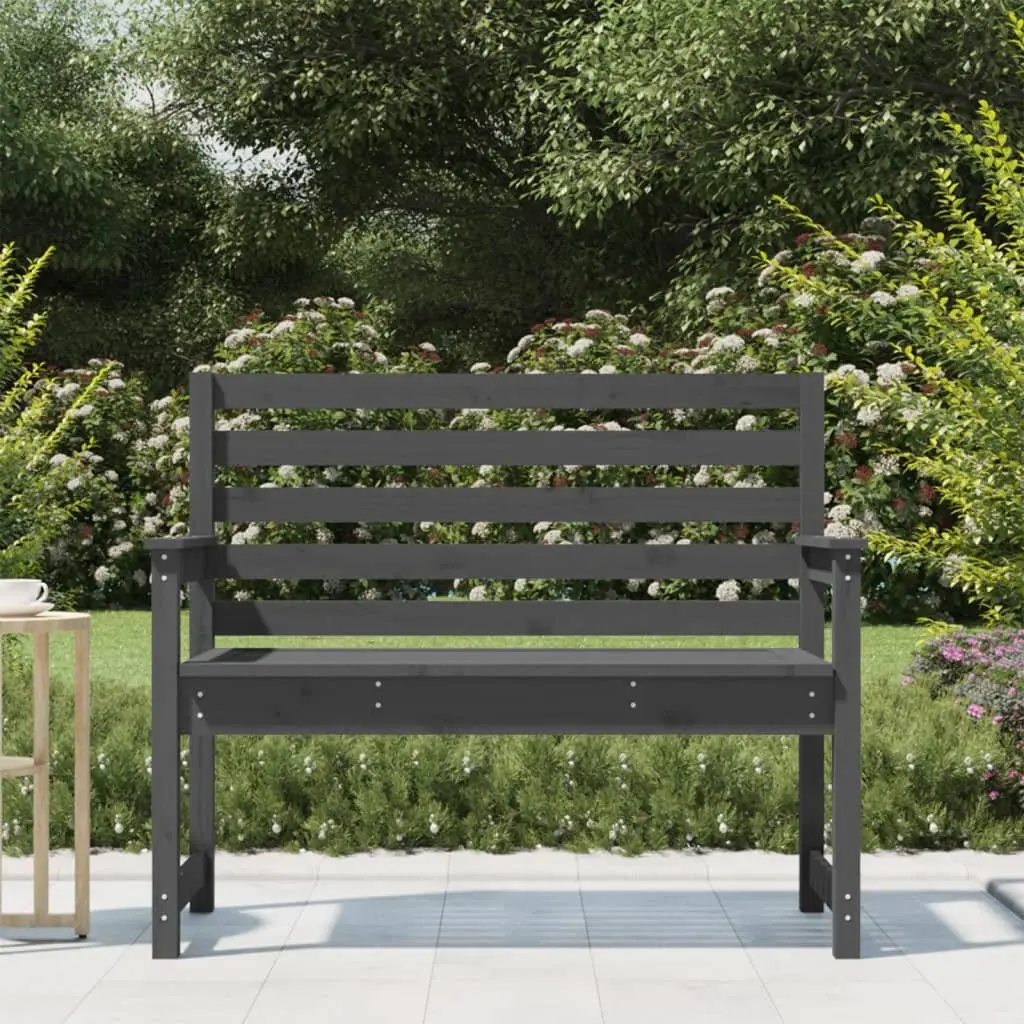 Outdoor Garden Bench Solid Pine Wood Grey Seating with Backrest and Armrests