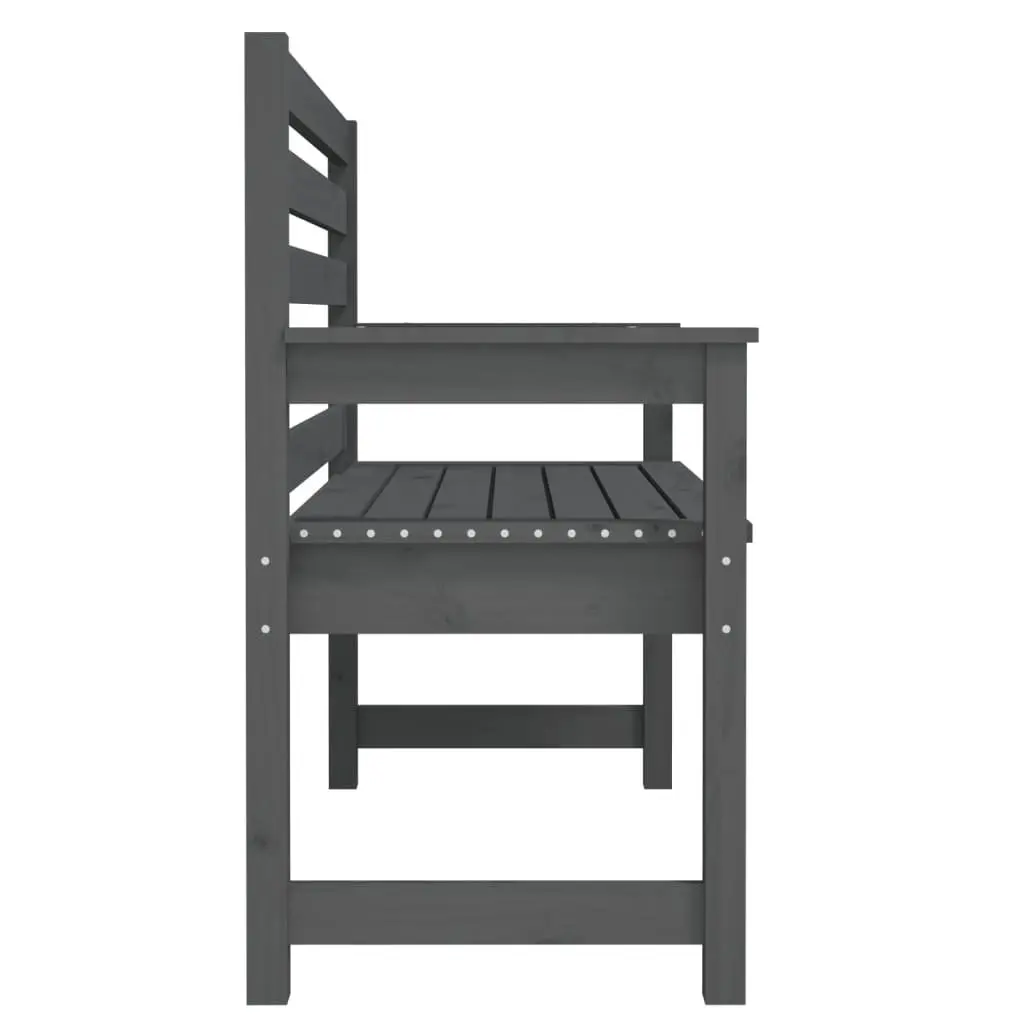Outdoor Garden Bench Solid Pine Wood Grey Seating with Backrest and Armrests