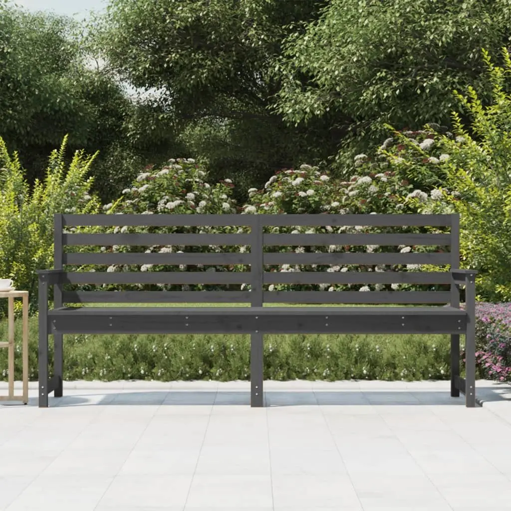 Garden Bench Wooden Solid Pine 203.5x48x91.5cm Grey