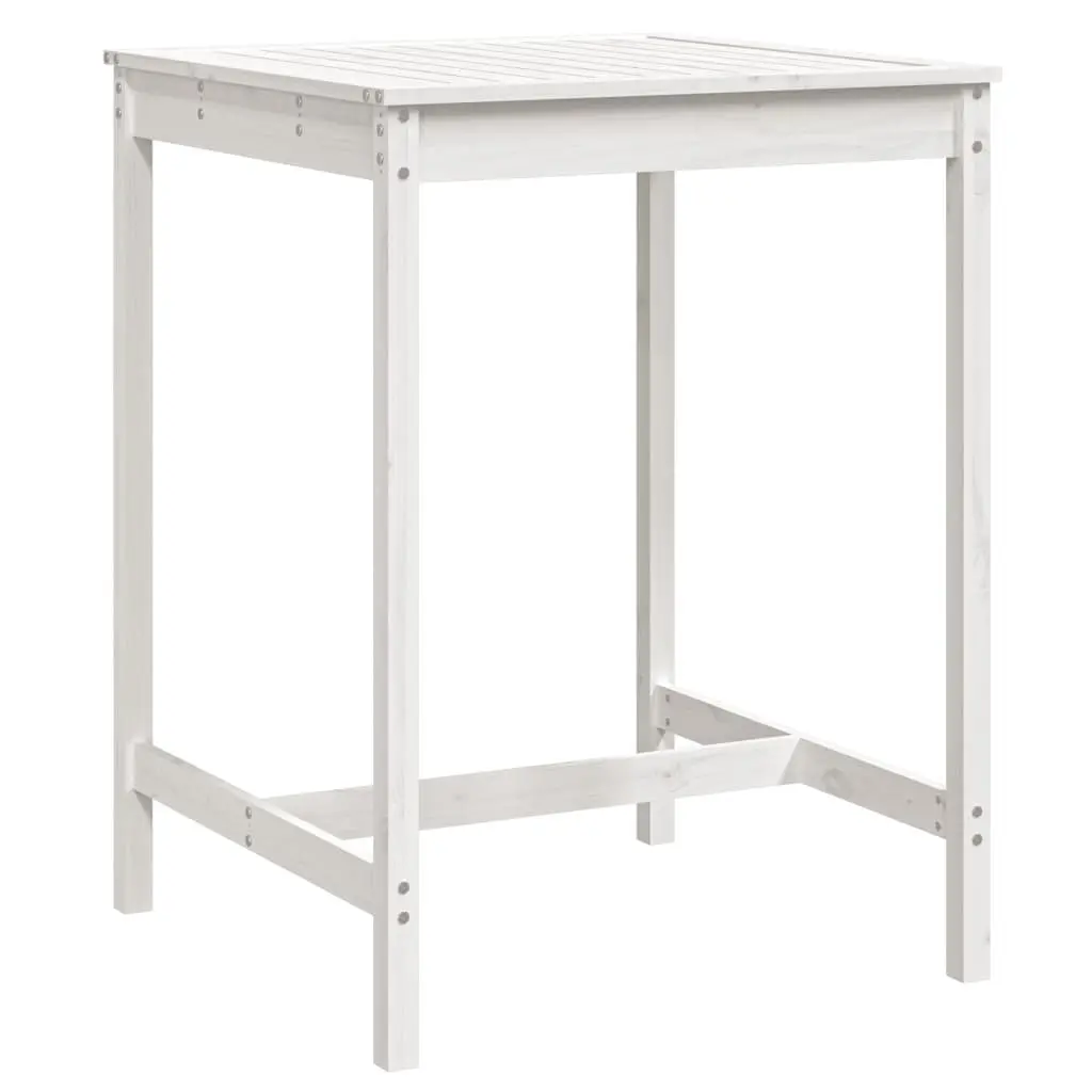 Outdoor Garden Table Solid Pine Wood White 82.5x82.5x110cm Patio Furniture
