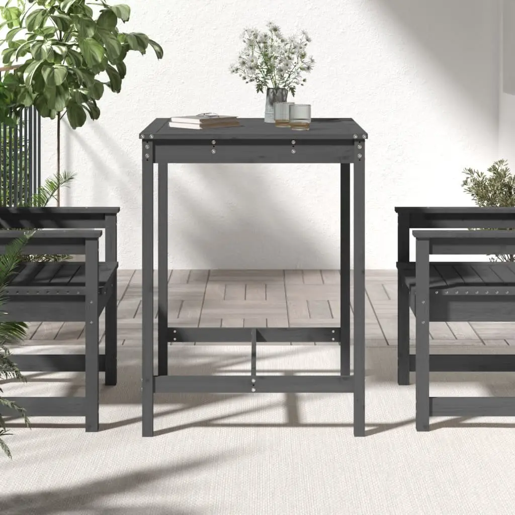 Garden Table Solid Pine Wood 82.5x82.5x110 cm Grey Outdoor Patio Furniture