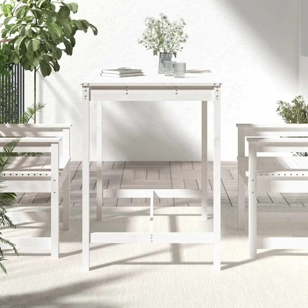 Outdoor Garden Table Solid Pine Wood White 121x82.5x110cm Patio Dining Furniture