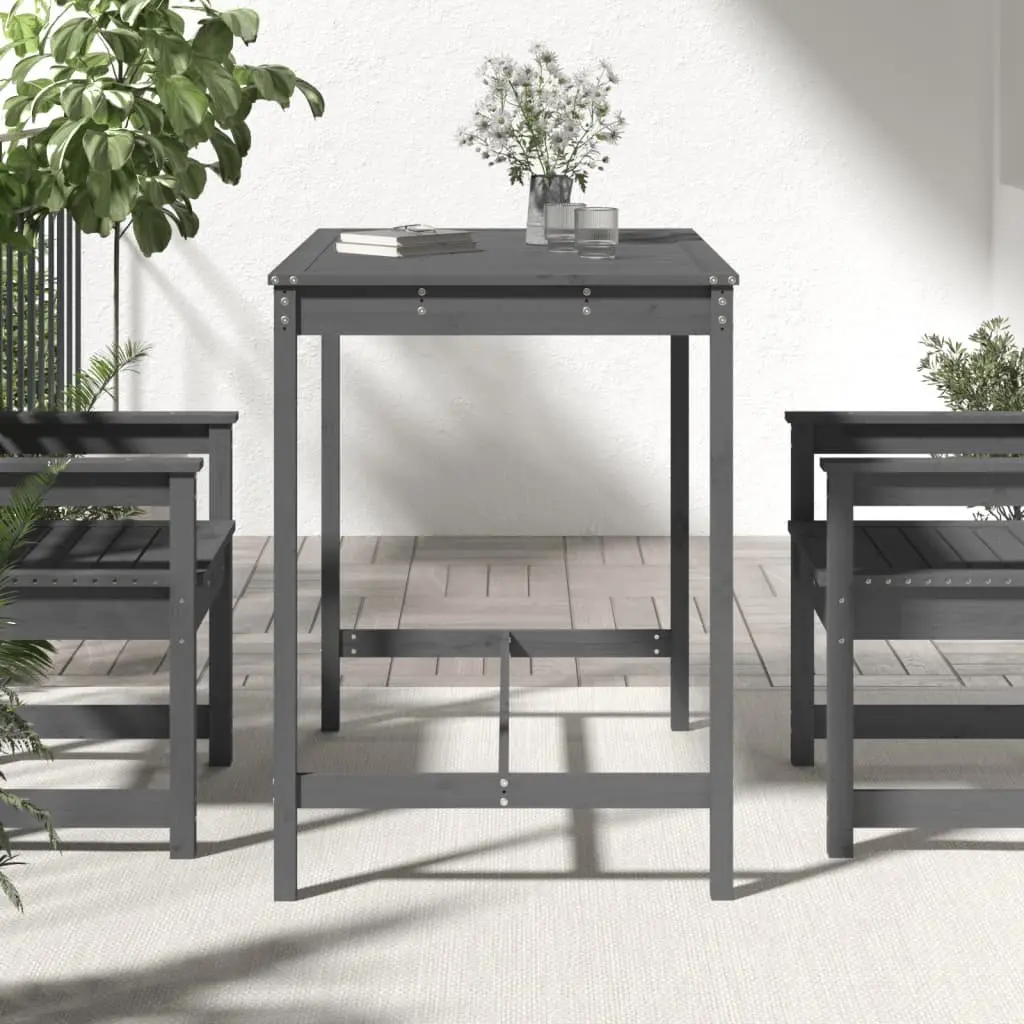 Garden Table Solid Pine Wood Outdoor Patio Furniture Grey 121x82.5x110 cm