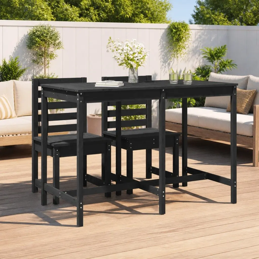 Garden Table Solid Pine Wood Grey Outdoor Patio Dining Furniture 159.5cm L x 82.5cm W x 110cm H