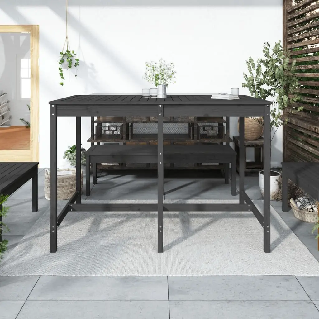 Garden Table Solid Pine Wood Grey Outdoor Patio Dining Furniture 159.5cm L x 82.5cm W x 110cm H