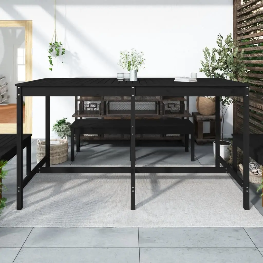 Garden Table Solid Pine Black 203.5x90x110 cm