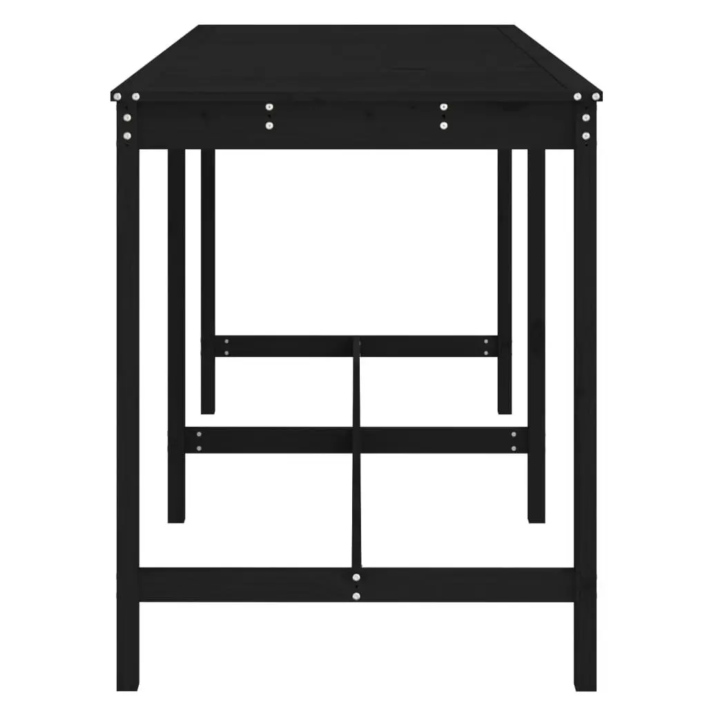 Garden Table Solid Pine Black 203.5x90x110 cm