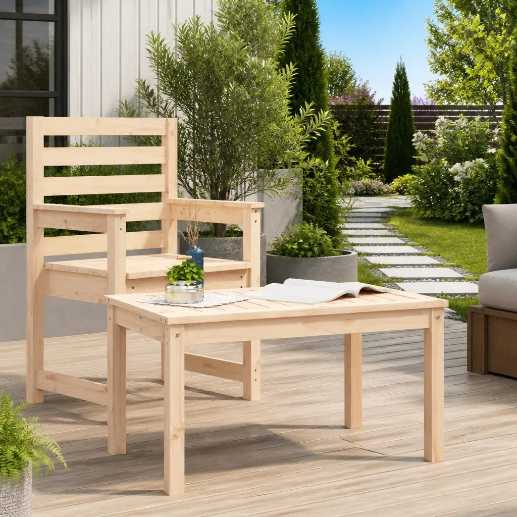 Garden Table Solid Pine Wood 82.5x50.5x45 cm Brown Outdoor Patio Furniture