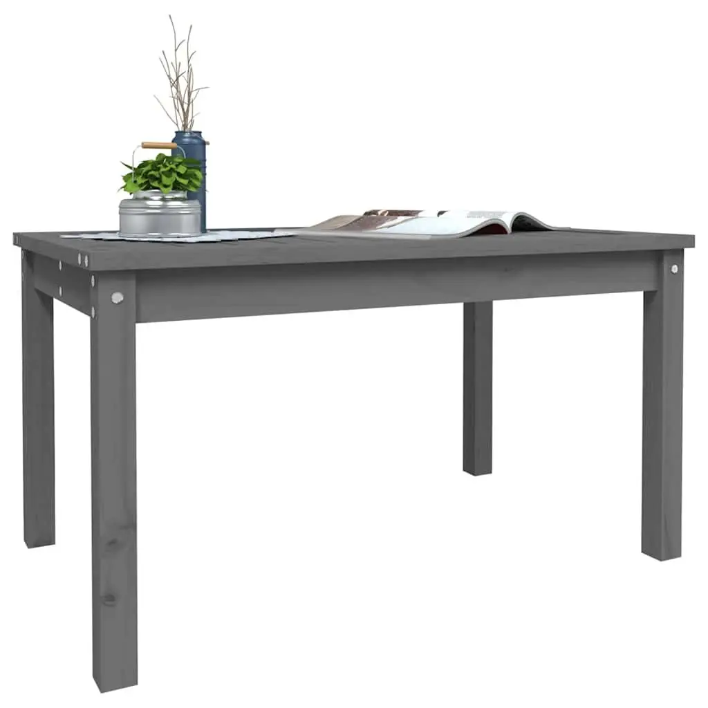 Garden Table Solid Pine Wood Grey 82.5x50.5x45cm Outdoor Patio Dining Furniture