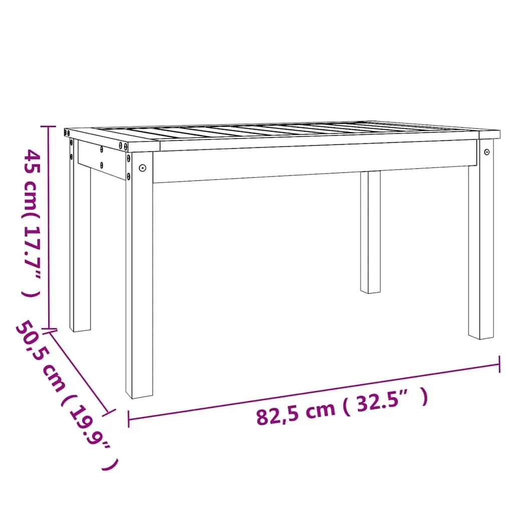 Garden Table Solid Pine Wood Grey 82.5x50.5x45cm Outdoor Patio Dining Furniture