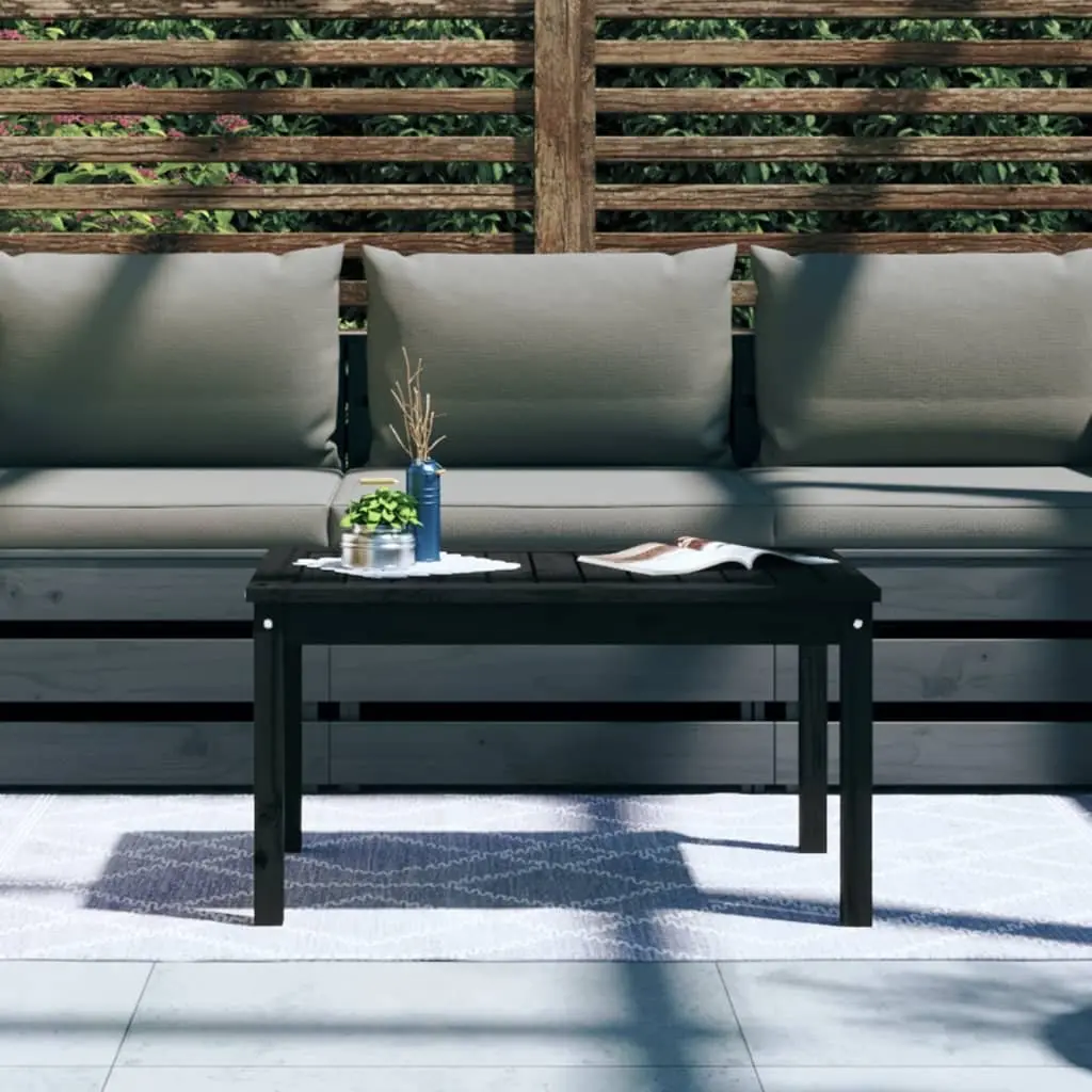 Outdoor Dining Table Solid Pine Wood Black 82.5x50.5x45cm Sturdy Frame Garden Patio Furniture