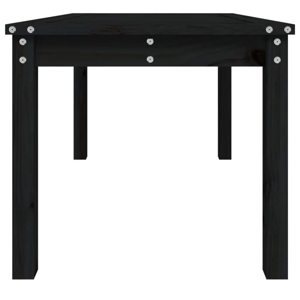 Outdoor Dining Table Solid Pine Wood Black 82.5x50.5x45cm Sturdy Frame Garden Patio Furniture