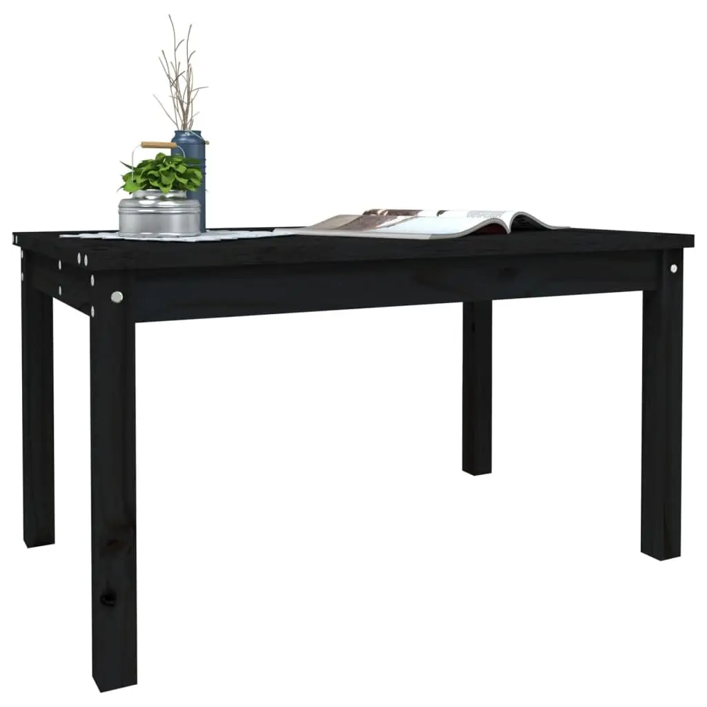 Outdoor Dining Table Solid Pine Wood Black 82.5x50.5x45cm Sturdy Frame Garden Patio Furniture