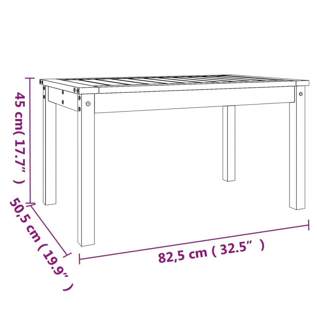 Garden Table Solid Wood Douglas 82.5x50.5x45cm Brown Outdoor Patio Furniture