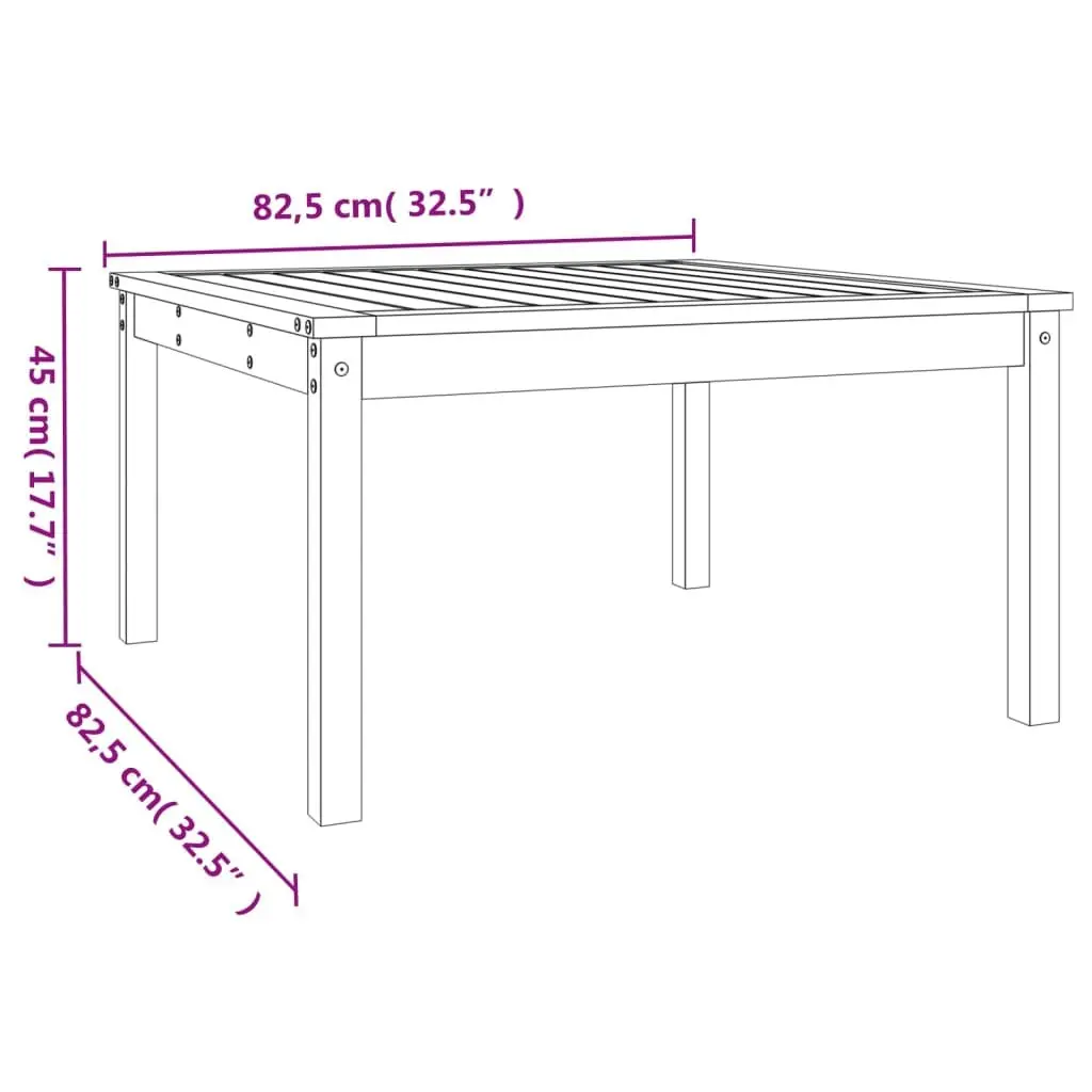 Garden Table Solid Pine Wood Brown Outdoor 82.5x82.5x45 cm Patio Furniture