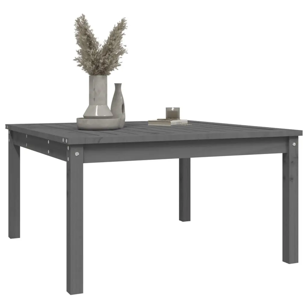 Garden Table Grey Solid Wood Pine Outdoor Patio Dining Furniture 82.5x82.5x45cm