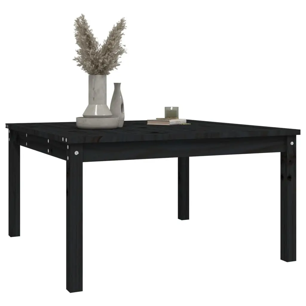 Garden Table Outdoor Furniture Pinewood Sturdy Black 82.5x82.5x45cm