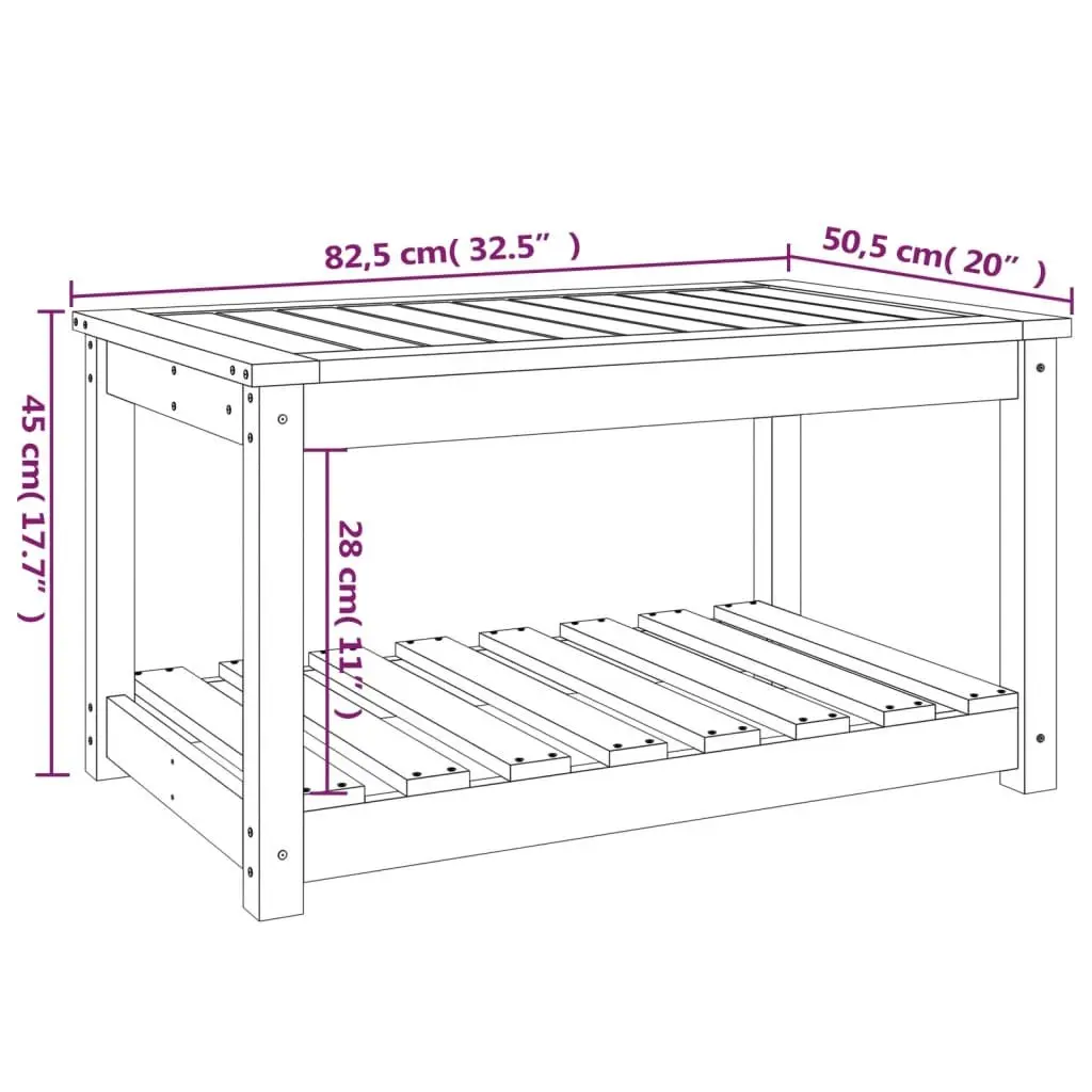 Solid Wood Pine Garden Table 82.5x50.5x45cm Brown