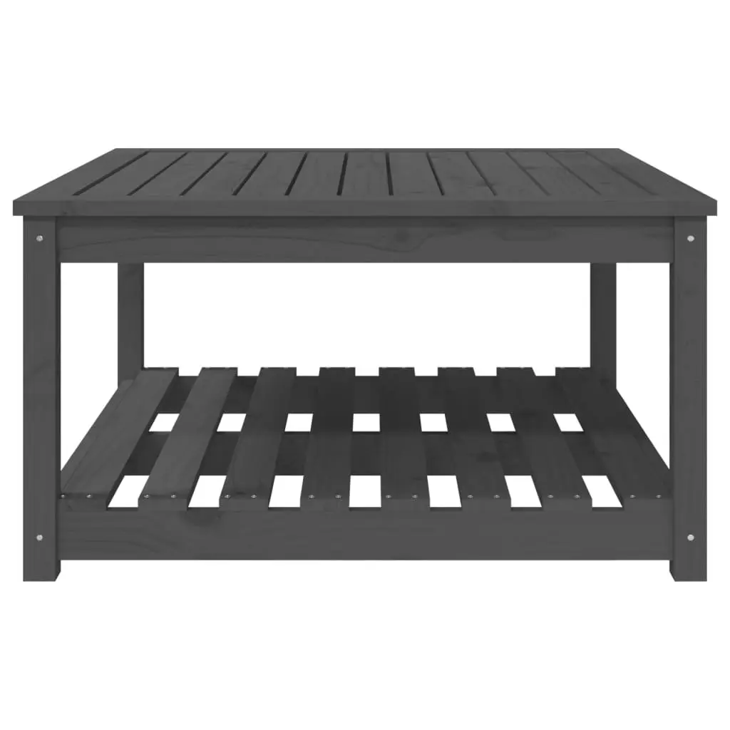 Garden Table Solid Pine Wood 82.5 x 82.5 x 45 cm Grey Outdoor Furniture with Storage Shelf