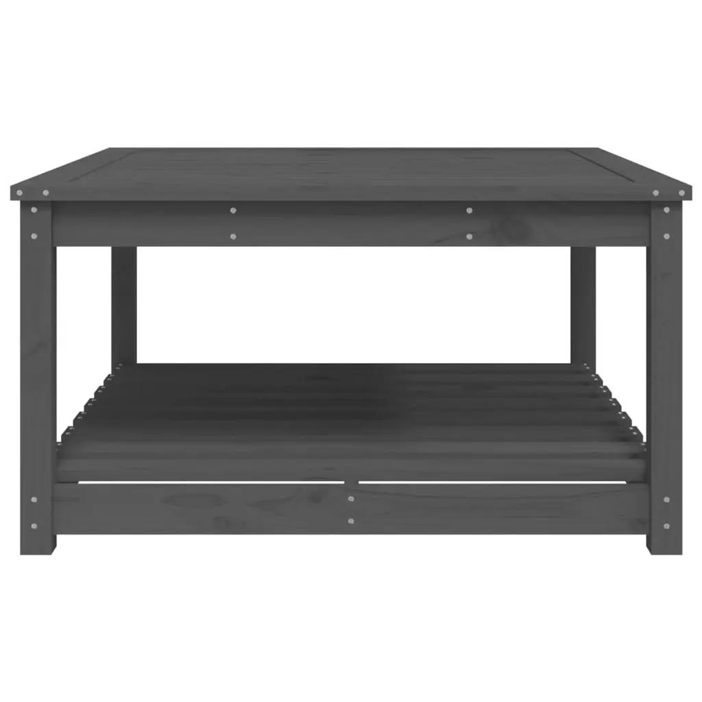 Garden Table Solid Pine Wood 82.5 x 82.5 x 45 cm Grey Outdoor Furniture with Storage Shelf