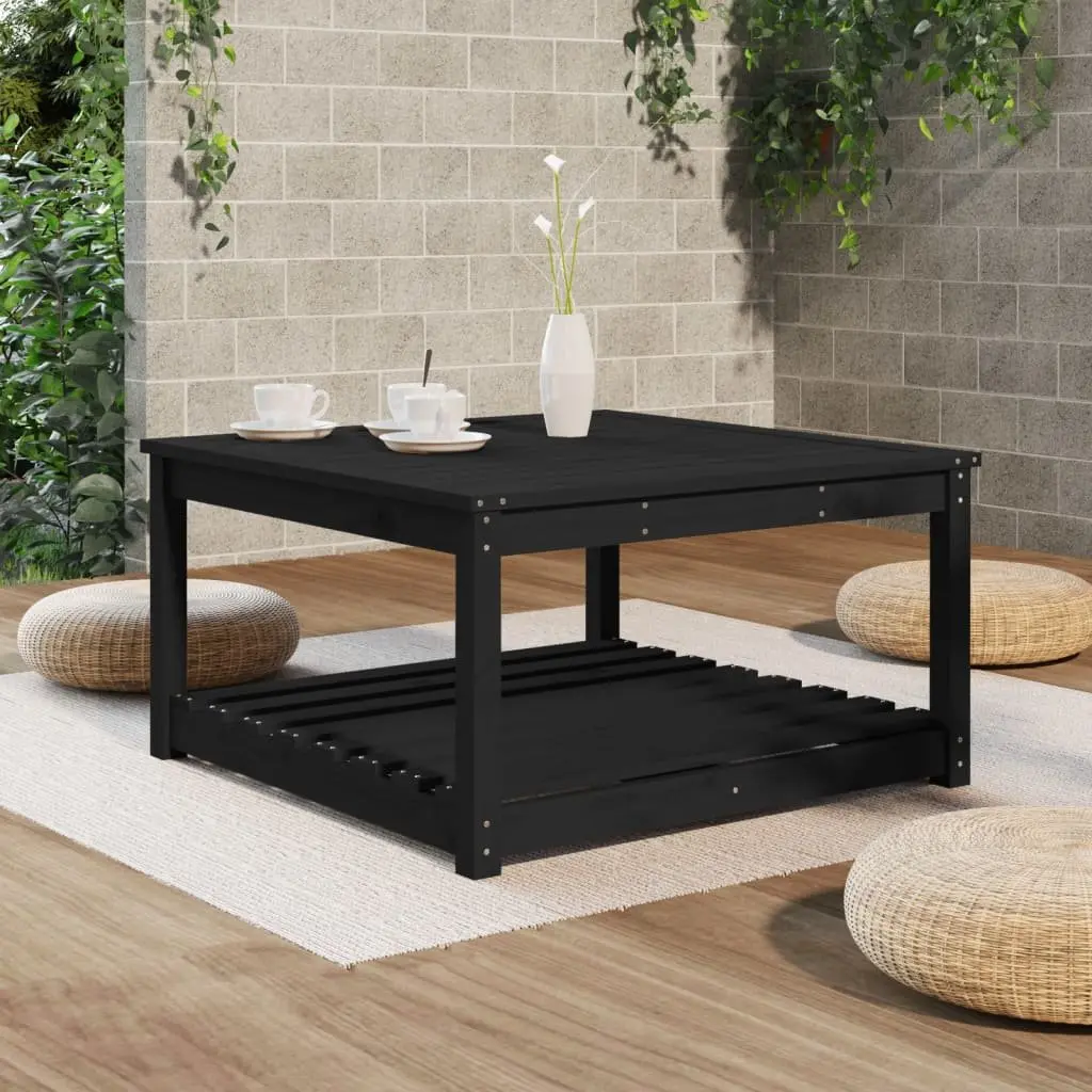 Outdoor Dining Table Solid Pine Wood Black 82.5x82.5x45cm Garden Furniture