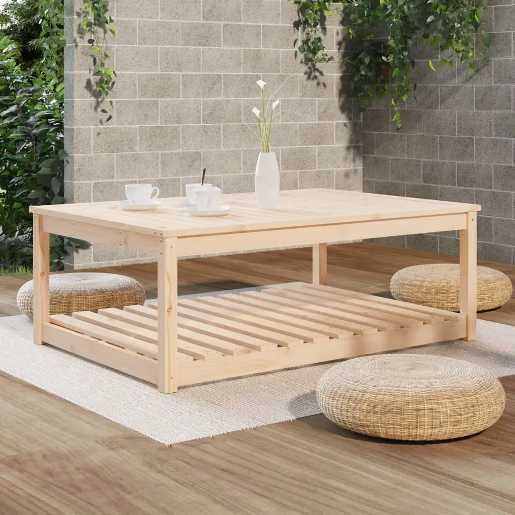 Garden Table Solid Pine Wood Outdoor Dining Desk 121x82.5x45cm Brown