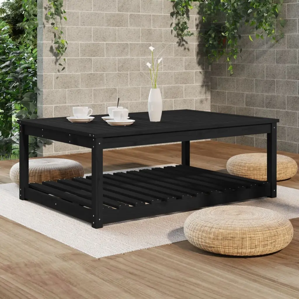 Garden Table Black 121x82.5x45cm Solid Wood Pine Patio Outdoor Furniture