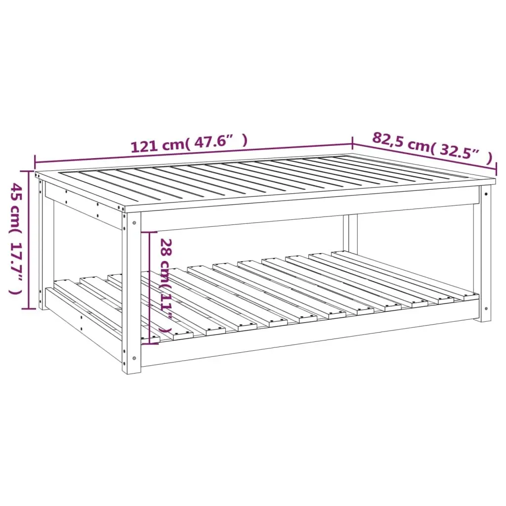 Garden Table Black 121x82.5x45cm Solid Wood Pine Patio Outdoor Furniture