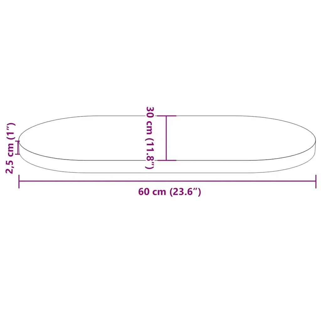 Solid Wood Pine Oval Table Top 60x30x2.5 cm Brown Coffee Side Furniture Board