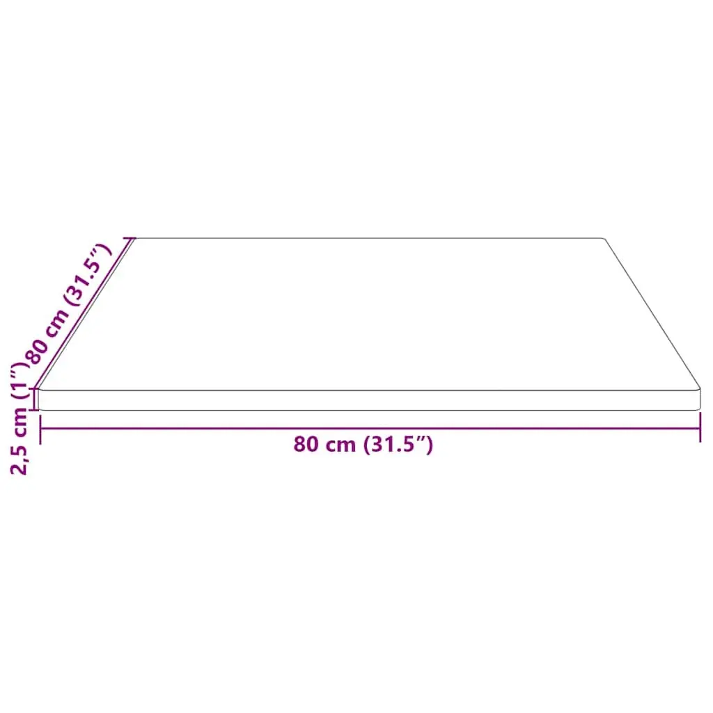 Square Table Top Solid Pine Wood Brown 80x80cm Replacement Surface