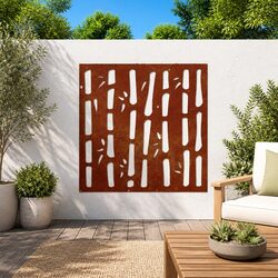 Practical 55x55 cm Corten Steel Bamboo Wall Decoration