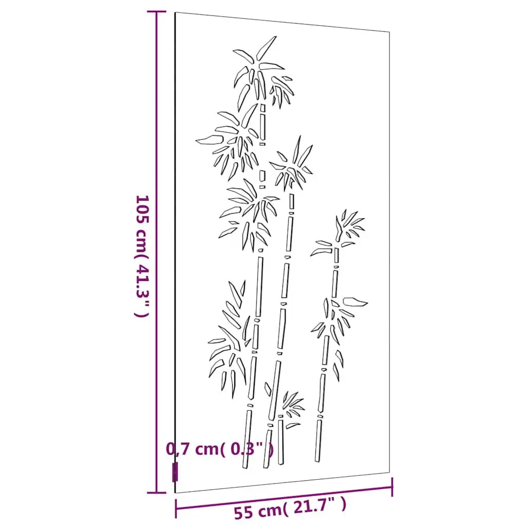 Garden Wall Decoration 105x55 cm Corten Steel Bamboo Design Outdoor Art