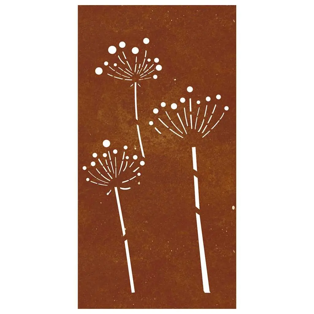 Metal Garden Decoration Corten Steel 105x55cm Outdoor Flower Pattern Wall Art