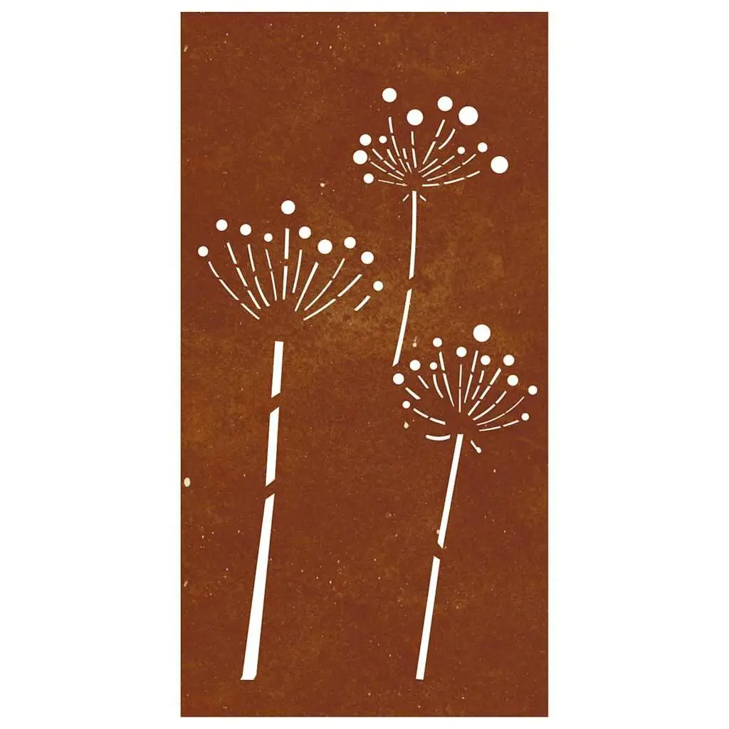 Metal Garden Decoration Corten Steel 105x55cm Outdoor Flower Pattern Wall Art