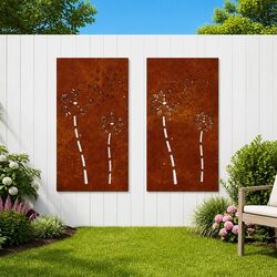 Metal Flower Wall Decor for Gardens - 2-Pack, 105x55cm