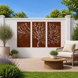Set of 3 Outdoor Metal Panels for Garden Decoration 105x55 cm Each