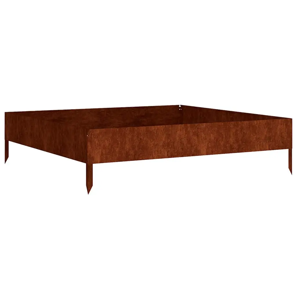 Garden Raised Bed Planter Corten Steel 100x100x26cm Brown Open Bottom Flower Box