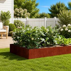 Garden Raised Bed Planter 100x100x41 cm Corten Steel Open Bottom Weathering