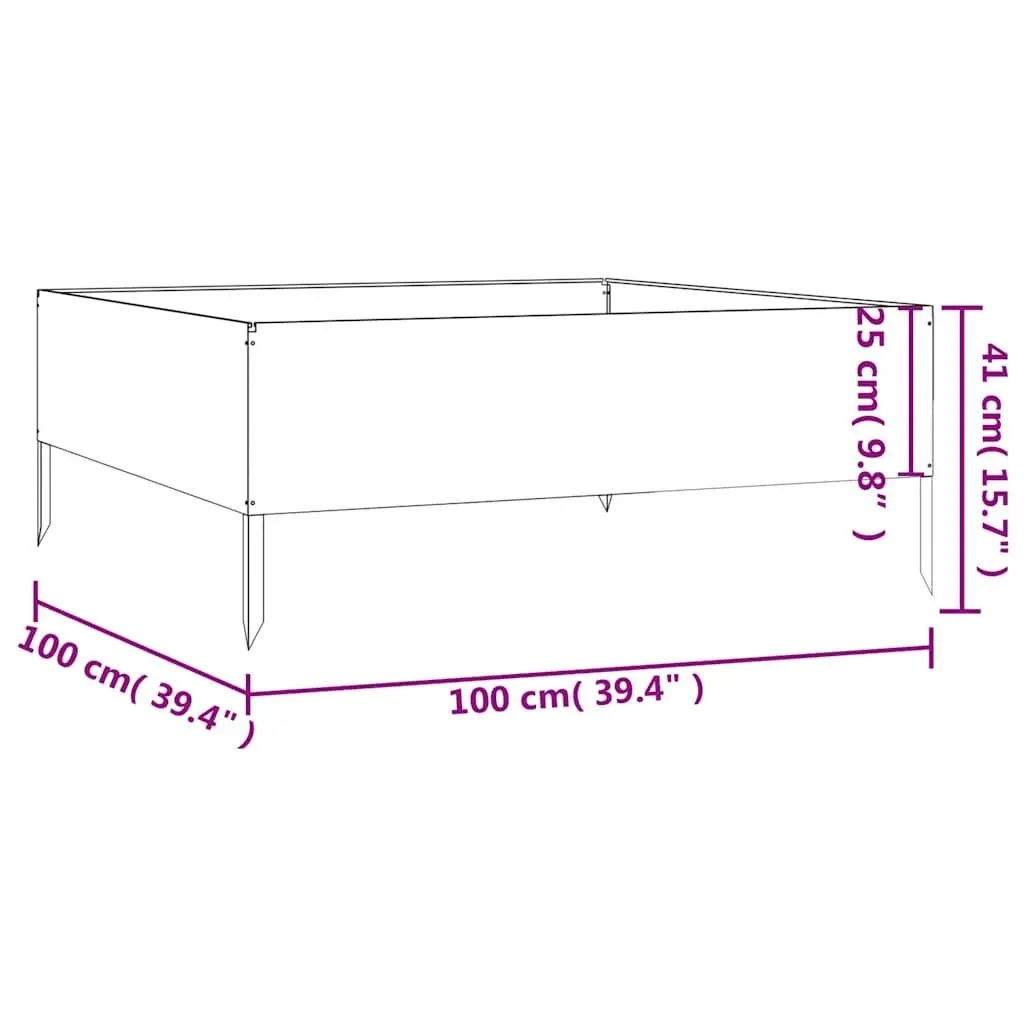 Raised Bed Planter Corten Steel 100x100x41 cm Open Bottom Brown