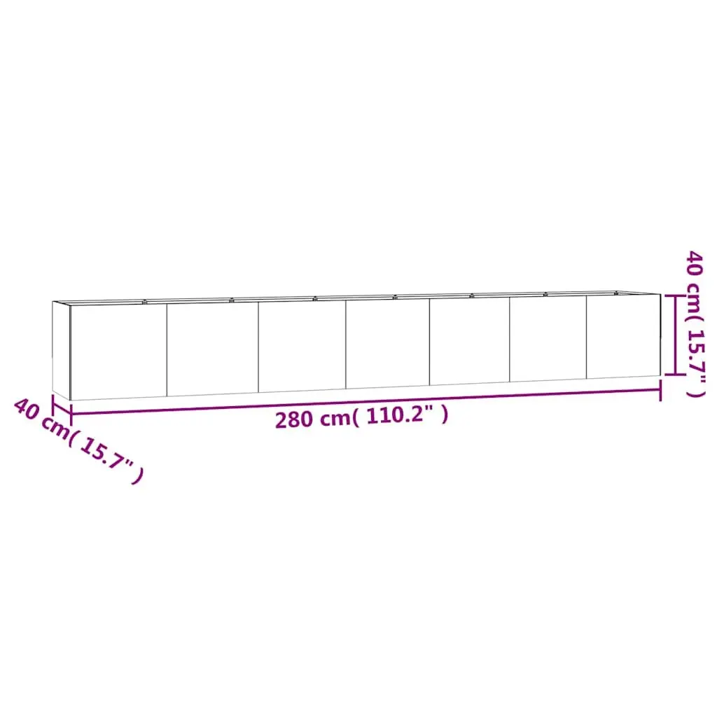 Corten Steel Raised Planter Box 280x40x40cm Outdoor Brown Durable Garden Bed
