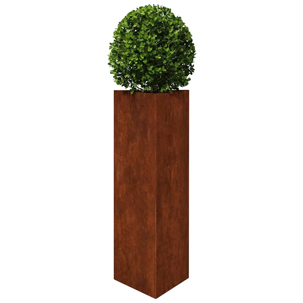Corten Steel Planter Box 30x26x75cm Large Outdoor Pot for Plants Vegetables Herbs