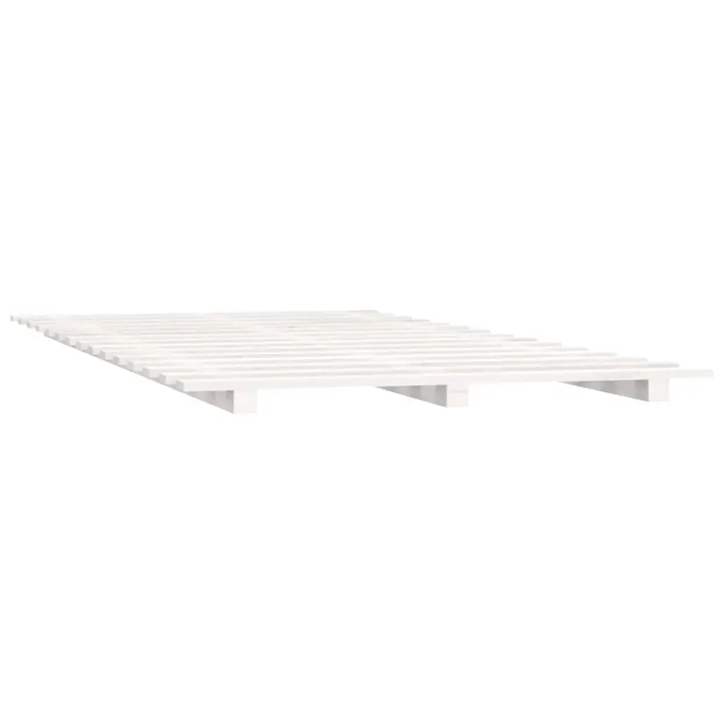 Bed Frame Solid Pine Wood Slatted Base White 150x200 cm Sturdy Construction