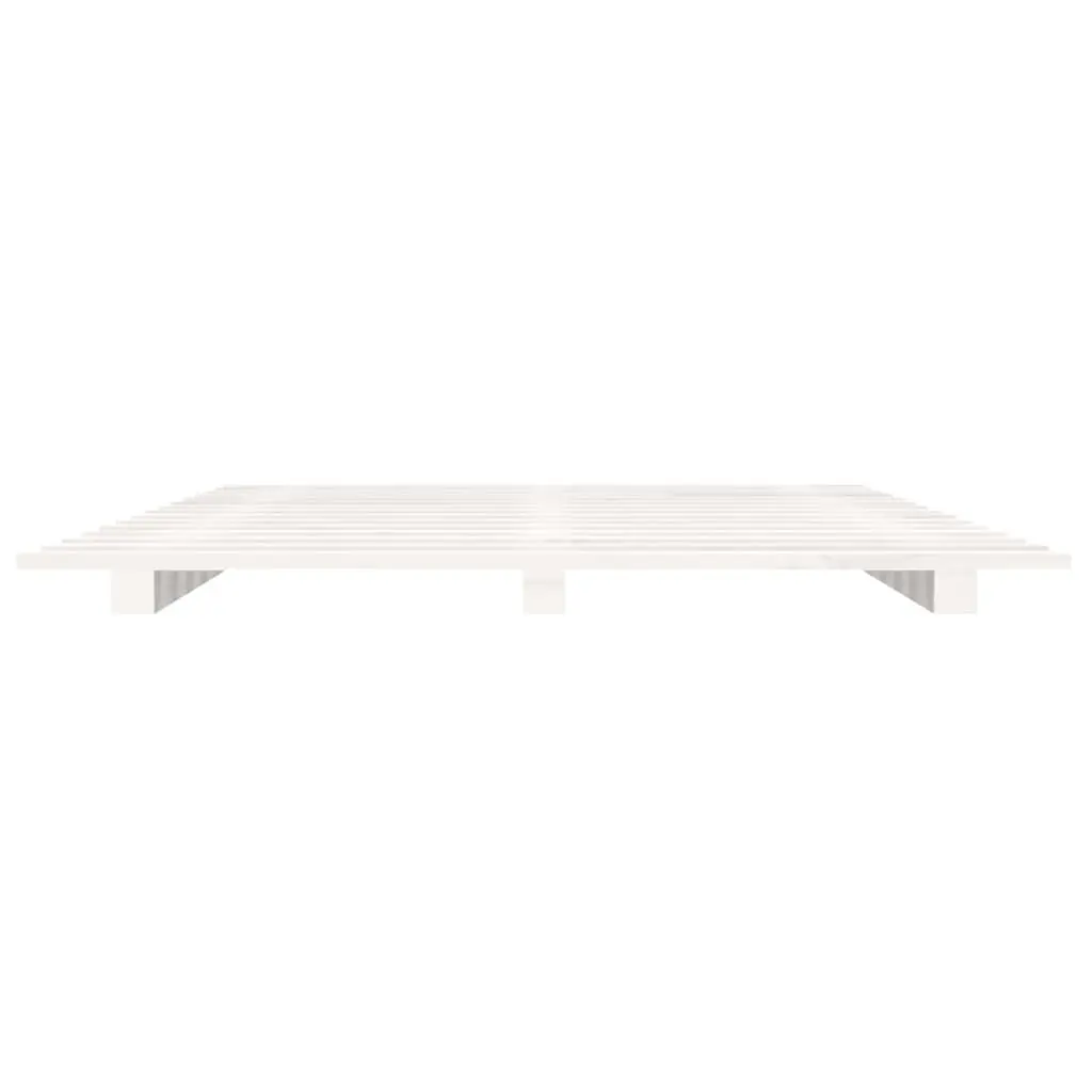 Bed Frame Solid Pine Wood Slatted Base White 150x200 cm Sturdy Construction