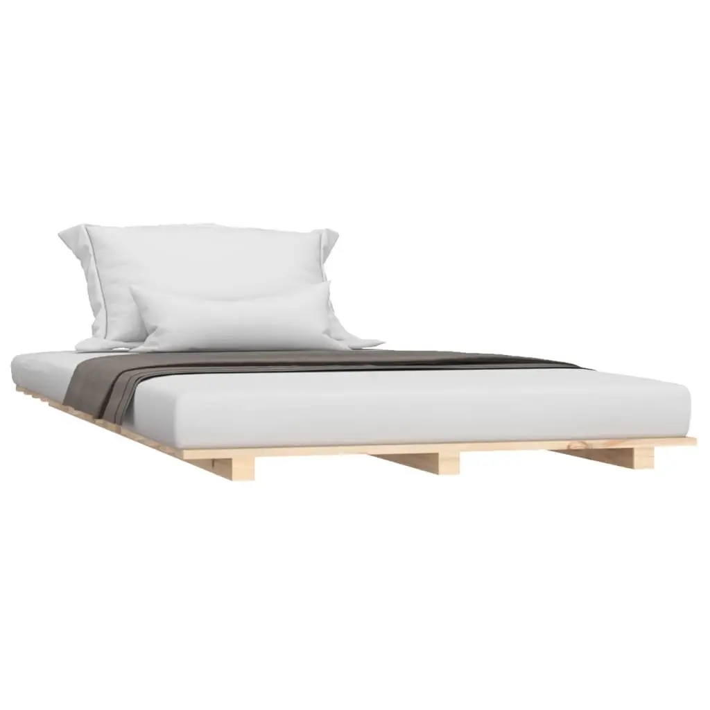 Pine Wood Bed Frame Sturdy Slatted Base 90x190 cm Brown
