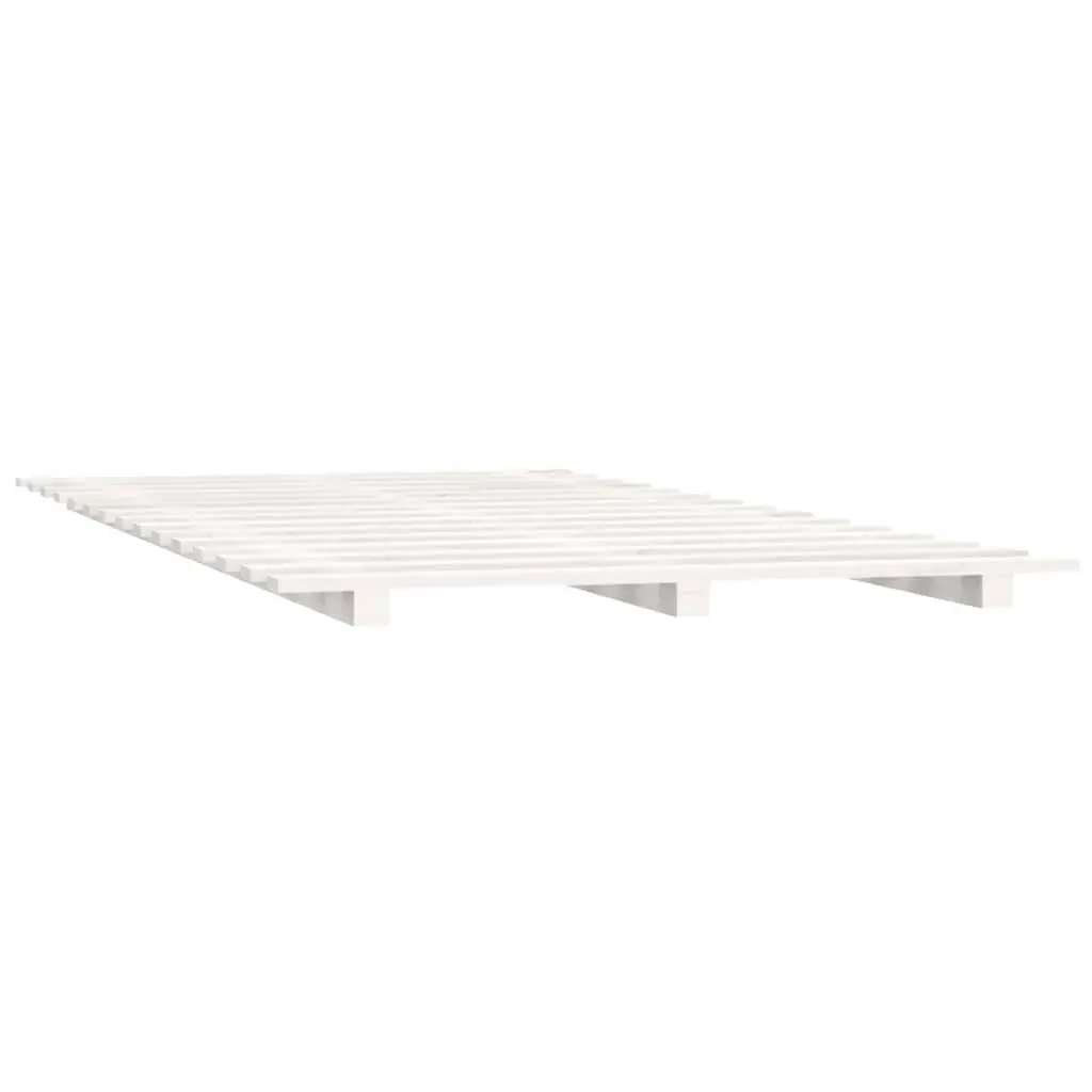 Solid Pine Wood Bed Frame 90x190 cm White Slatted Base Wooden Bedroom Furniture